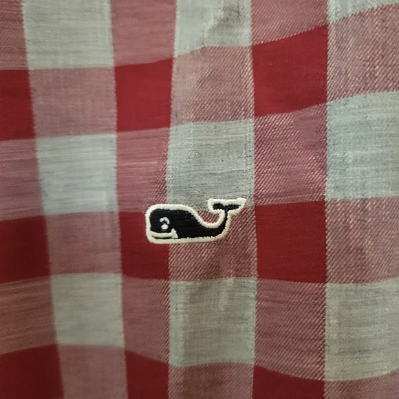 Red Vineyard Vines Plaid Whale Shirt - Picture 4 of 5